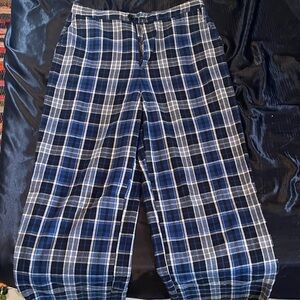 Brandy Melville Navy Plaid Flare Pants